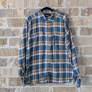 Marmot Flannel Shirt Mens Large Snap Front Plaid Long Sleeve Flap Pockets
